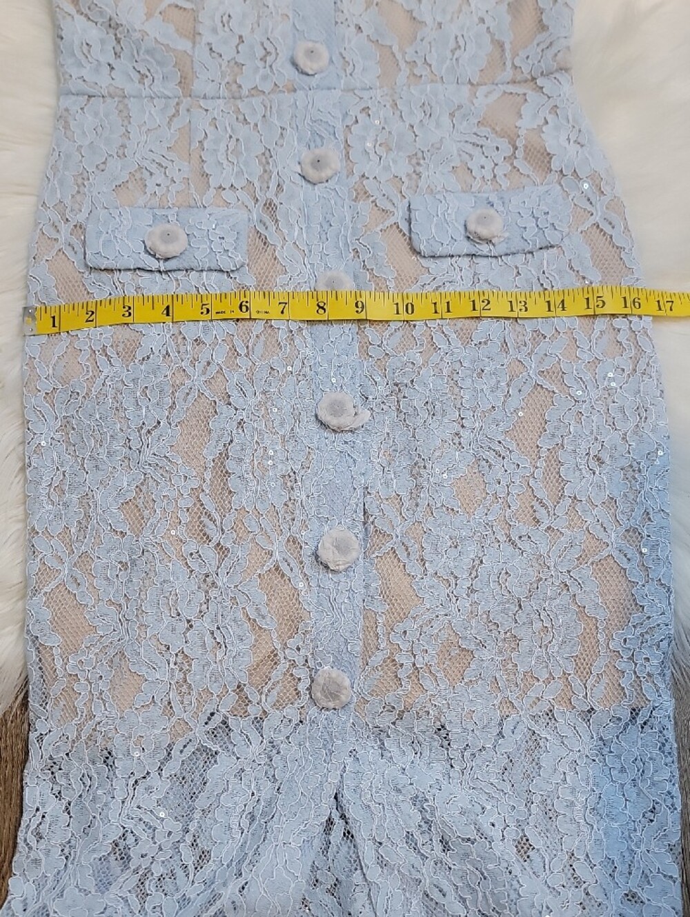 Self-Portrait Pale Blue Lace Button-Through Midi Dress - Picture 13 of 15